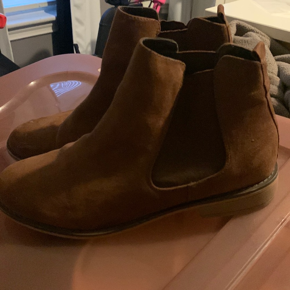 Loft brown flat suede ankle booties